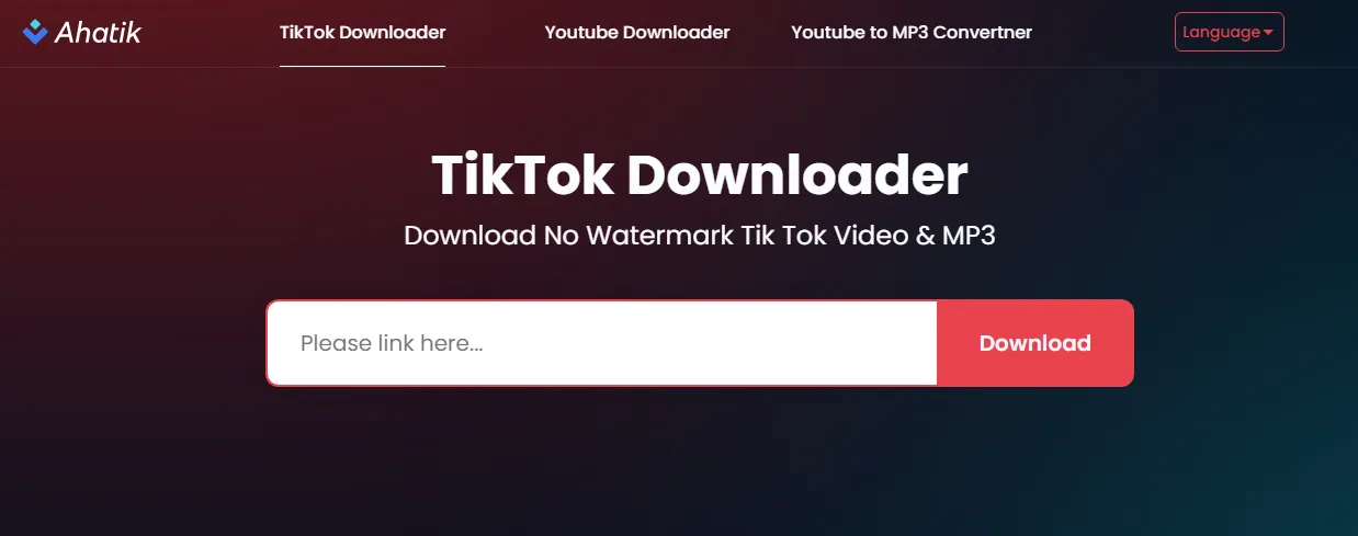 Ahatik Downloader de TikTok e YouTube